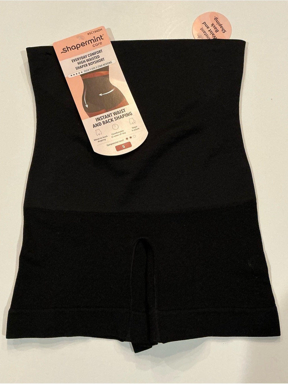 NWT Shapermint Core High-Waisted Shaper Boyshort Black Small